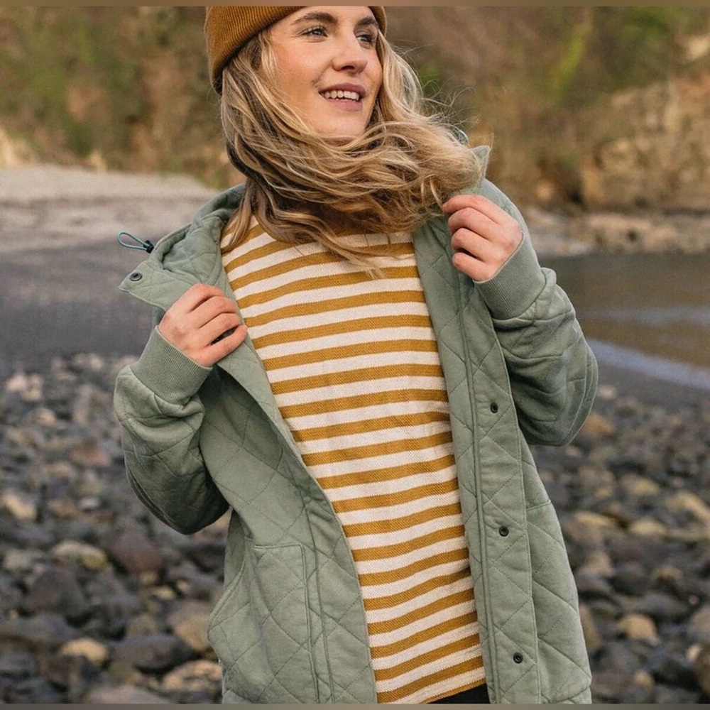 Quilted Green Hooded Jacket passenger women’s large cotton - Picture 6 of 7